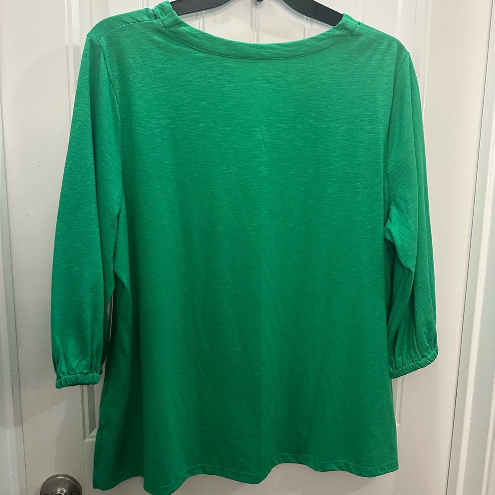 NWT Allison Daley Green Tunic with Floral Embroidery 1x retro whimsy western - Picture 5 of 5